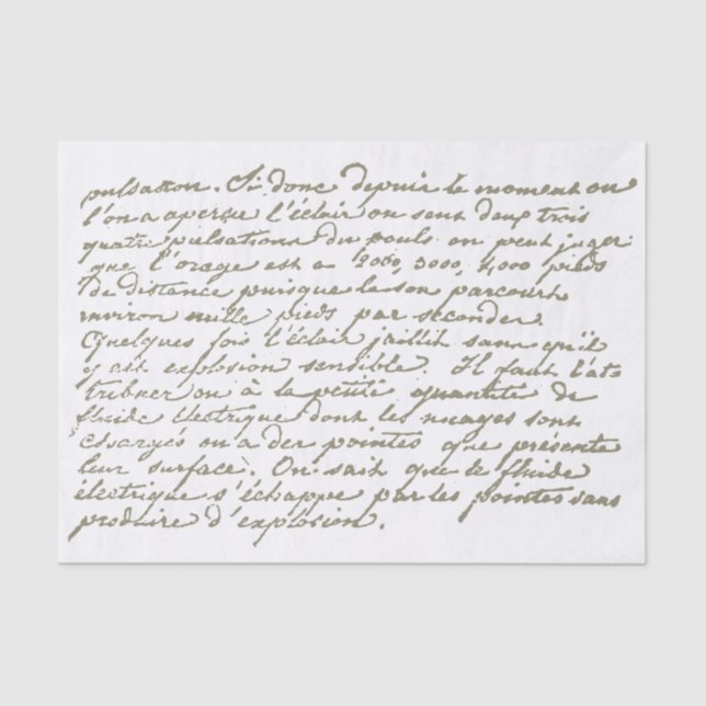 French Script Vintage Taupe Decoupage  Tissue Paper (Front)