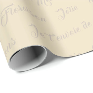 French Script Words Wrapping Paper
