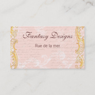 French Script Writing & Golden Scrolls Business Card