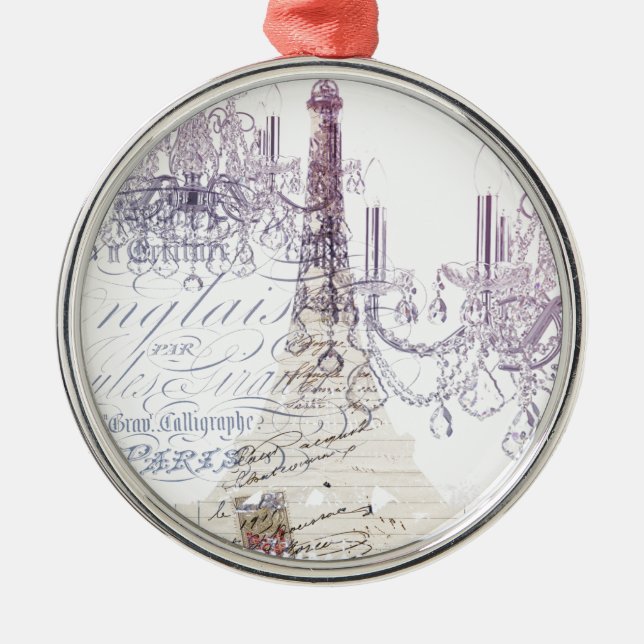 french scripts chandelier paris eiffel tower metal ornament (Front)