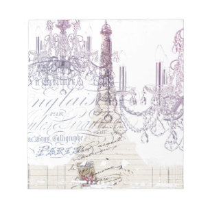 french scripts chandelier paris eiffel tower notepad