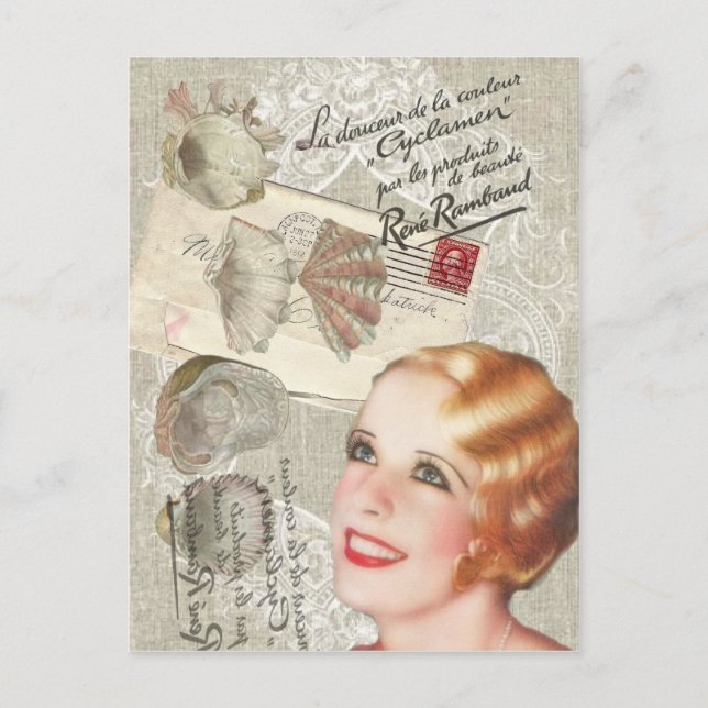 french seashells paris fashionista girly glamour postcard (Front)