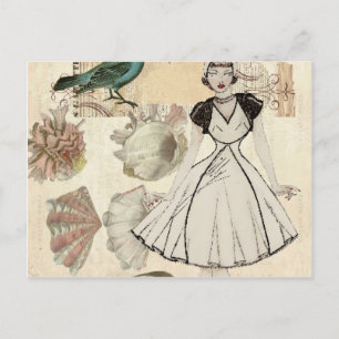 french seashells trendy paris fashionista postcard