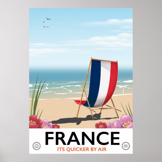 French seaside beach travel poster (Front)