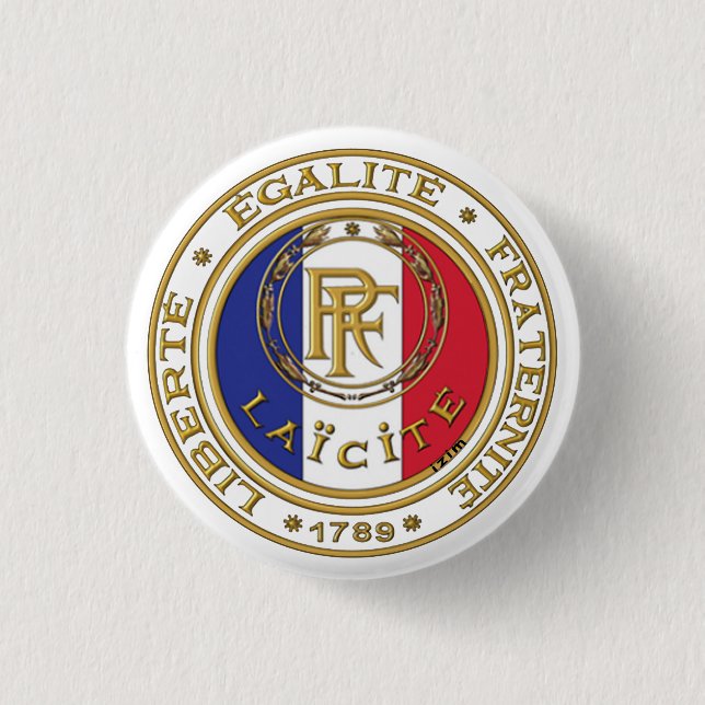 french secular badge 1 inch round button (Front)