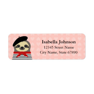 French Sloth Pink Return Address Label