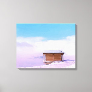 French Snow Mountain Hut Canvas Print