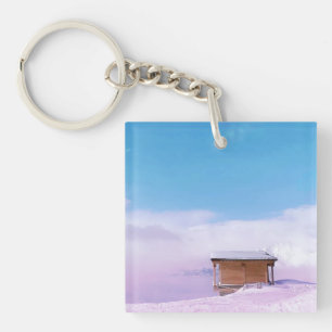 French Snow Mountain Hut  Keychain