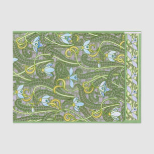 French Snowdrops Art Nouveau Stylized Pattern 1800 Tissue Paper