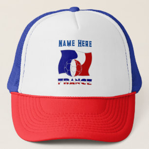 French Soccer Ball and Flag Personalized Trucker Hat