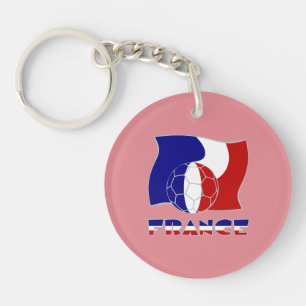 French Soccer Ball Flag  Keychain