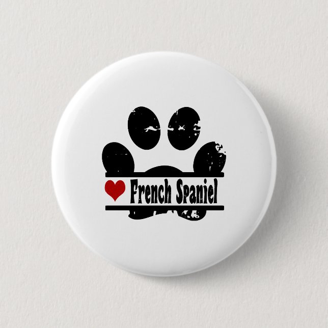 French Spaniel Dog Paw Print 2 Inch Round Button (Front)