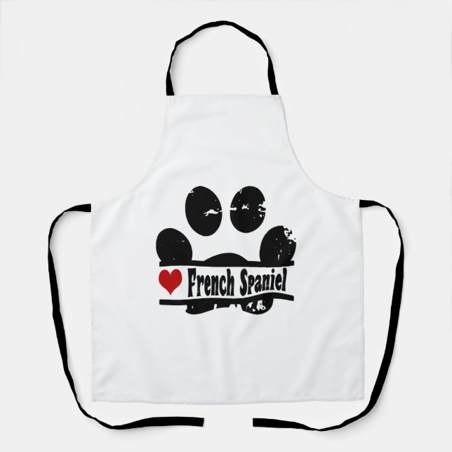 French Spaniel Dog Paw Print Apron (Front)