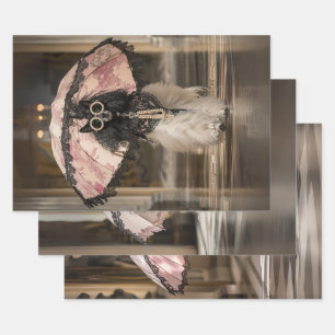 French Standard Poodle Fashion Runway Decoupage Wrapping Paper Sheet