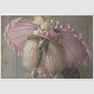 French Standard Poodle in Pink Decoupage  Tissue Paper