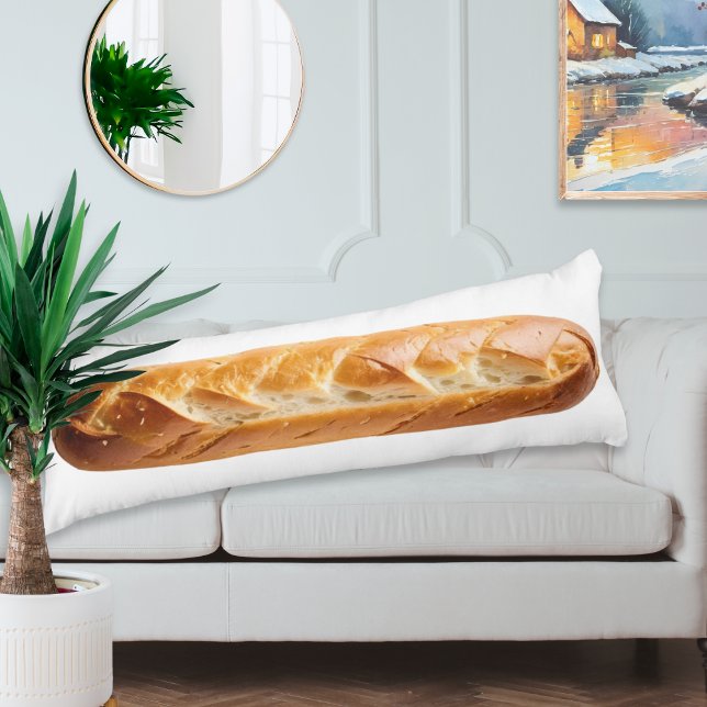 French Stick Bread Baguette Personalized Body Pillow (A long length body pillow with French baguette picture on one side, your own custom text on the back)