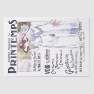 French Store Ad Spring Lady Typography Decoupage Tissue Paper
