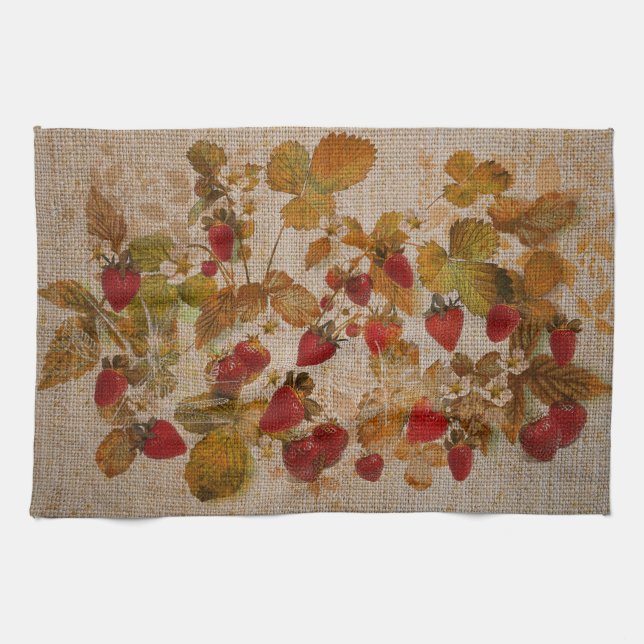 French Strawberries Cretonne Kitchen Towel (Horizontal)