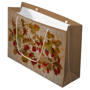 French Strawberries Cretonne Large Gift Bag