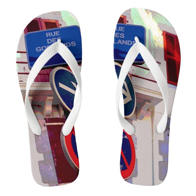 French Street Signs Flip Flops (Footbed)
