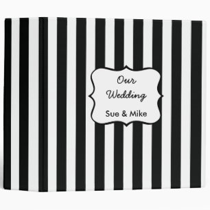 French Stripe Pattern in Black Binder