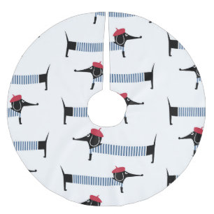 French style dog, cartoon pattern. brushed polyester tree skirt