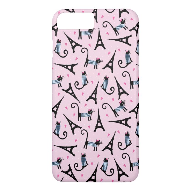 French Style Dressed Cat With Eiffel Tower Pattern Case-Mate iPhone Case (Back)