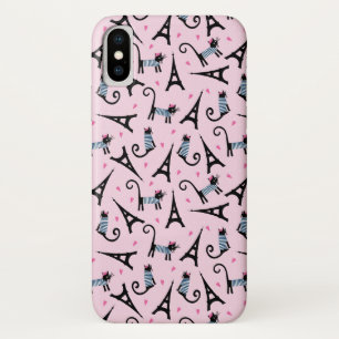 French Style Dressed Cat With Eiffel Tower Pattern Case-Mate iPhone Case