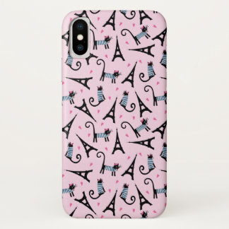 French Style Dressed Cat With Eiffel Tower Pattern Case-Mate iPhone Case