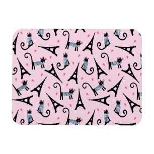 French Style Dressed Cat With Eiffel Tower Pattern Magnet