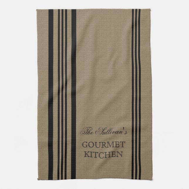 French Style Stripe Burap Personalized Kitchen Kitchen Towel (Vertical)