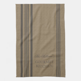 French Style Stripe Burlap Personalized Kitchen Kitchen Towel