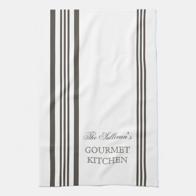 French Style Stripe Personalized Kitchen Towels (Vertical)