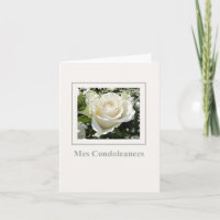 French Sympathy card, Mes Condoleances