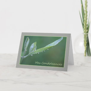 French Sympathy Raindrops on Olive Leaf Card