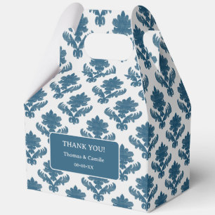 French Tapestry Blue and White THANK YOU Favor Box