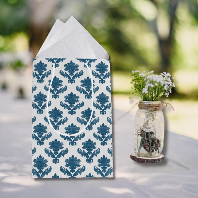 French Tapestry Blue White Medium Gift Bag (Creator Uploaded)