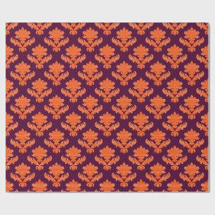 French Tapestry Orange Burgundy Wrapping Paper