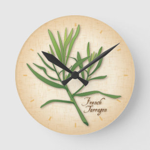 French Tarragon Herb Round Clock