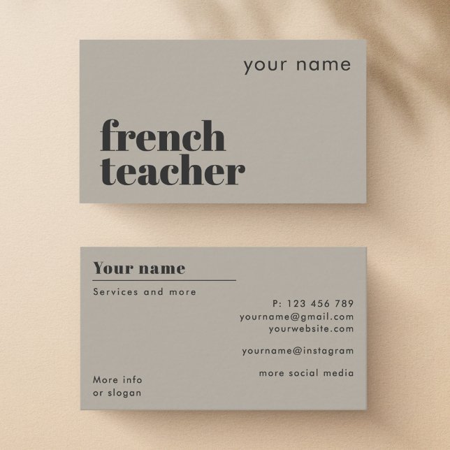 French Teacher second language Business Card (Creator Uploaded)