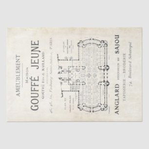 French Text Typography Map Parchment Decoupage Tissue Paper