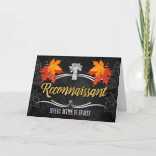 French Thanksgiving Grateful Blessings Chalkboard Holiday Card