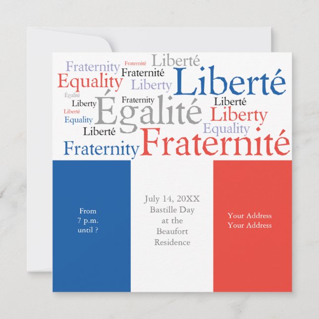 French Theme Party with French Flag Invitation (Back)