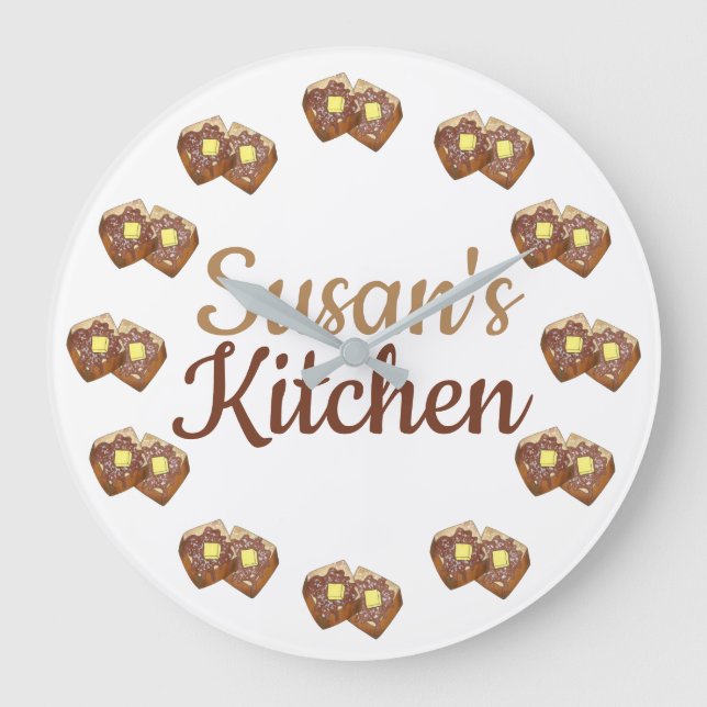 French Toast Brunch Breakfast Nook Diner Kitchen Large Clock (Front)