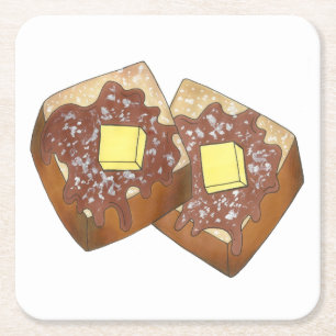 French Toast Butter and Syrup Diner Breakfast Food Square Paper Coaster