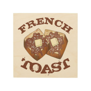 French Toast Butter and Syrup Diner Breakfast Food Wood Wall Art