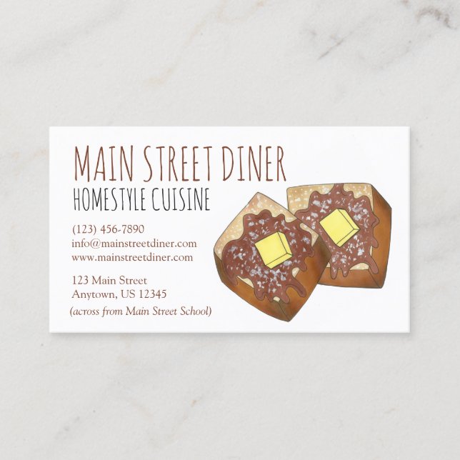 French Toast Cook Caterer Diner Restaurant Foodie Business Card (Front)