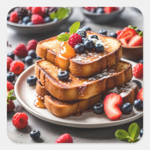 French Toast with Berries Square Sticker