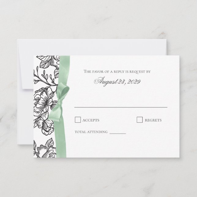 French Toile and Sage Bow Response (Front)