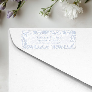 French Toile Blue Chinoiserie Return Address